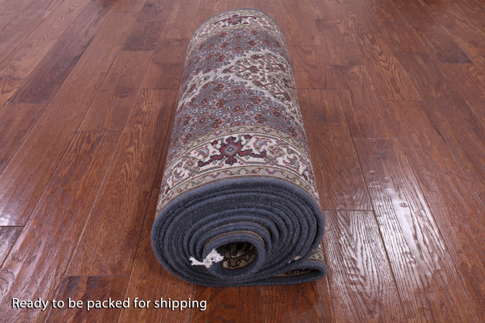 Persian Tabriz Wool and Silk Hand Knotted Runner Rug 2' 7" X 17' 10" Q8948
