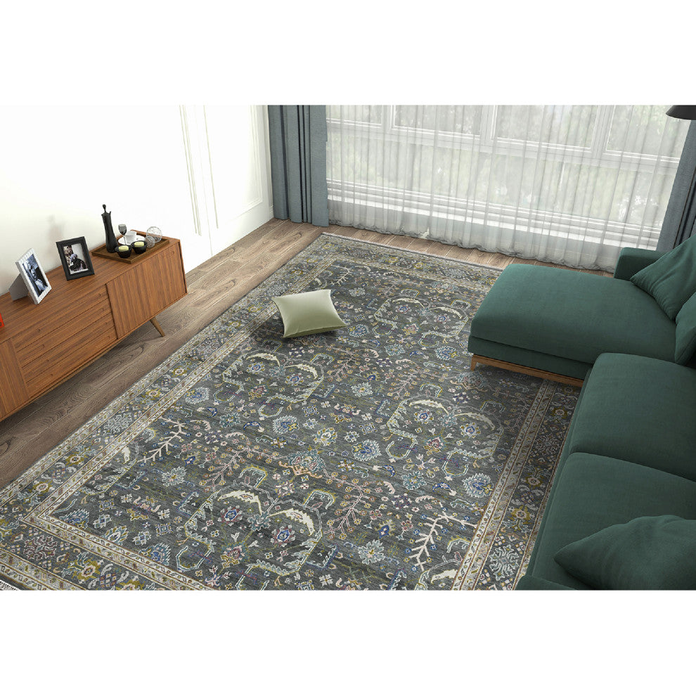 Bristol Harrow Runner, Gray, 2'8" x 8', Bordered