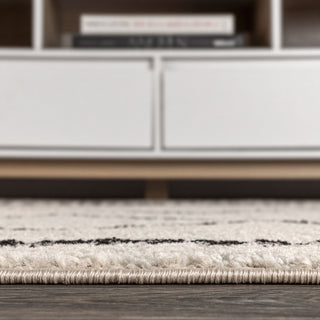 Zaina Moroccan Beni Souk Area Rug, Cream/Black, 8 X 10