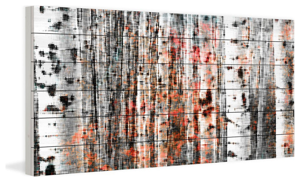 "Tree Ski" Print on White Wood, 60"x30"