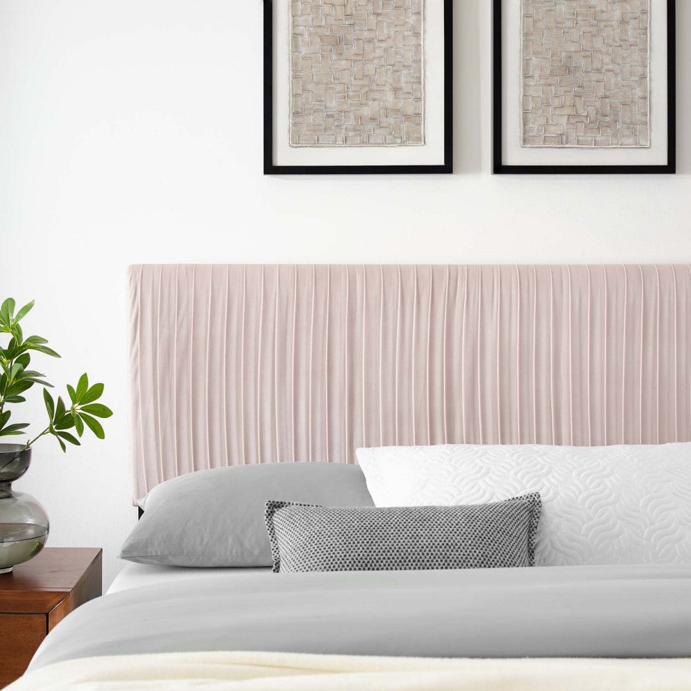 Tufted Headboard, Full Queen Size, Velvet, Pink, Modern Contemporary, Bedroom
