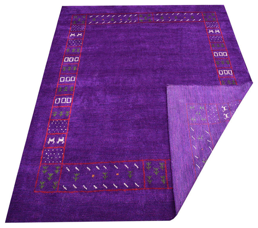 HAND KNOTTED LOOM SILK ECO-FRIENDLY RUGS-8'x10',Rectangle,Purple,Contemporary