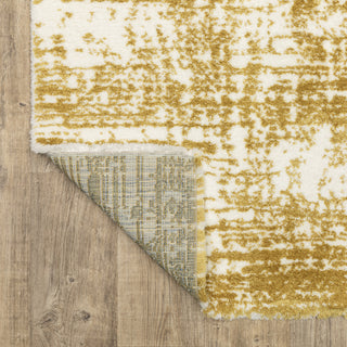 Greer Modern Distressed Etchings Gold/ Ivory Area Rug, 3'10" x 5'5"