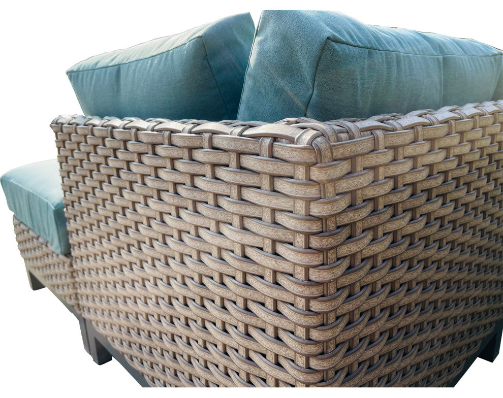 Delta 7-Piece Wicker Outdoor Sectional with Cushions, Cast Breeze Acrylic