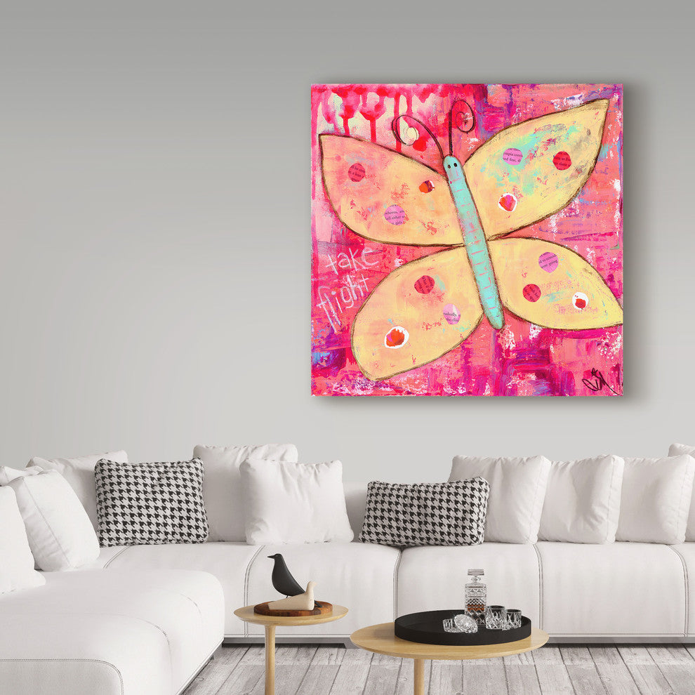 Jennifer Mccully ''Yellow Butterfly'' Canvas Art, 18"x18"