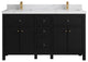 Sonoma 60" Double Sink Bath Vanity in Black, 2" Calacatta Sienna