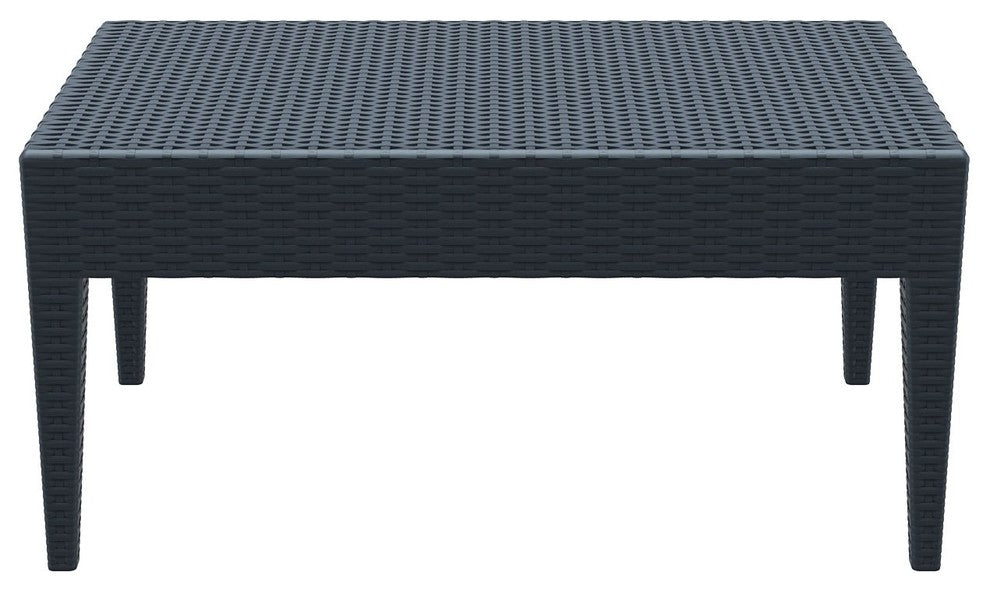 Miami Rectangle Resin Coffee Table, Dark Gray