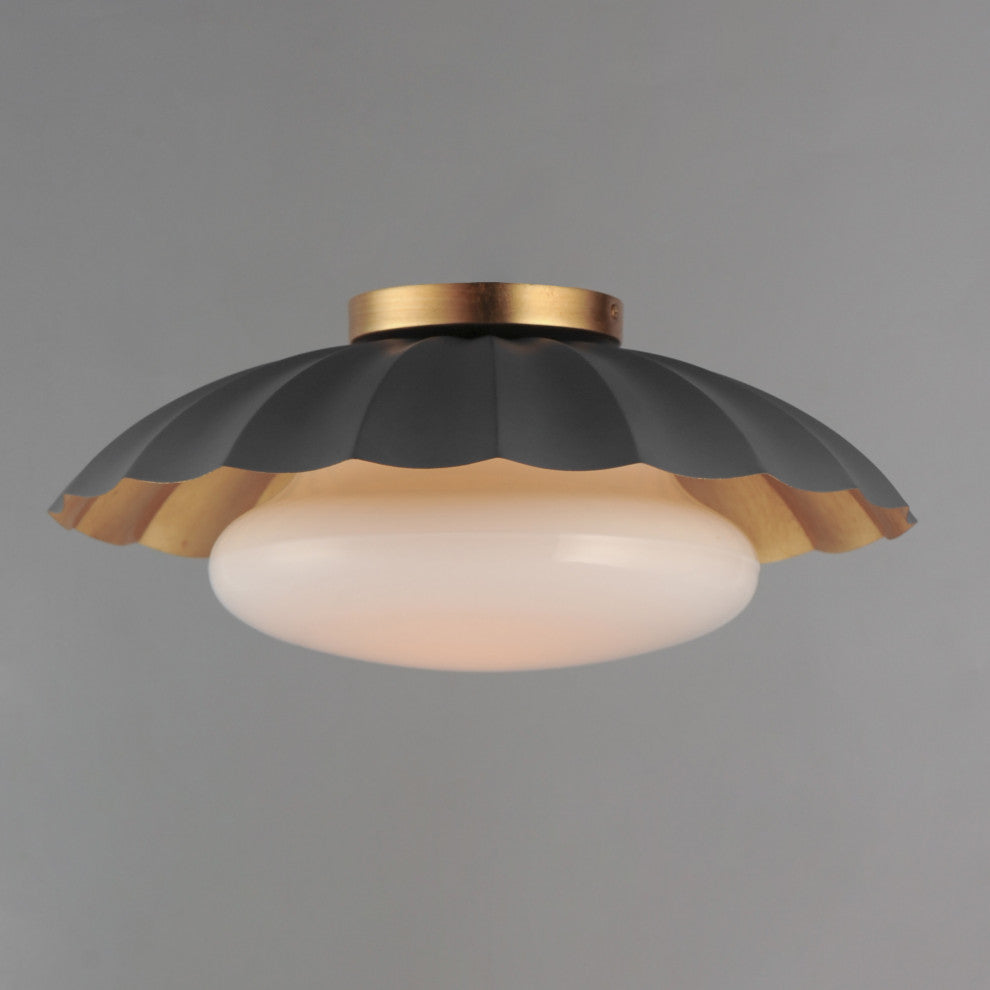 Maxim 18059 Primrose 16"W Flush Mount Ceiling Fixture - Dark Grey / Gold Leaf