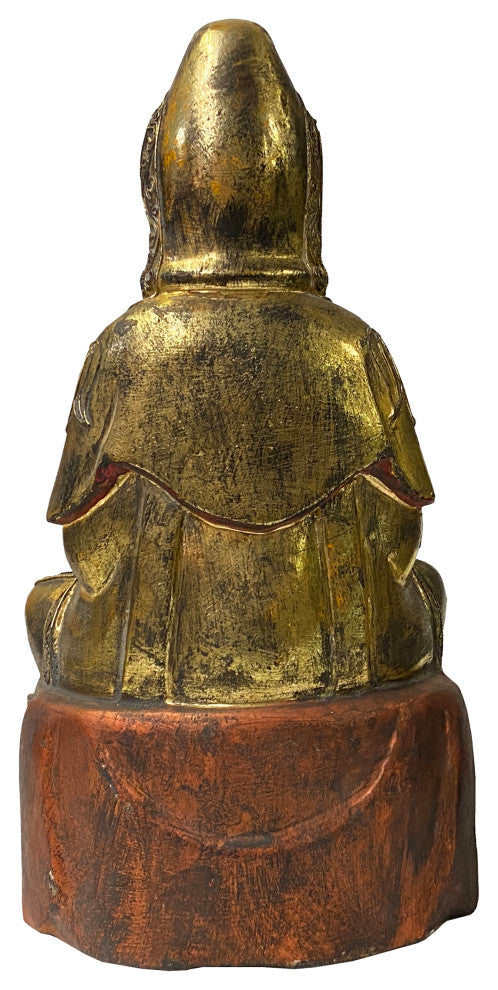 Vintage Chinese Wooden Carved Home Guardian Kwan Yin Figure Hws1162