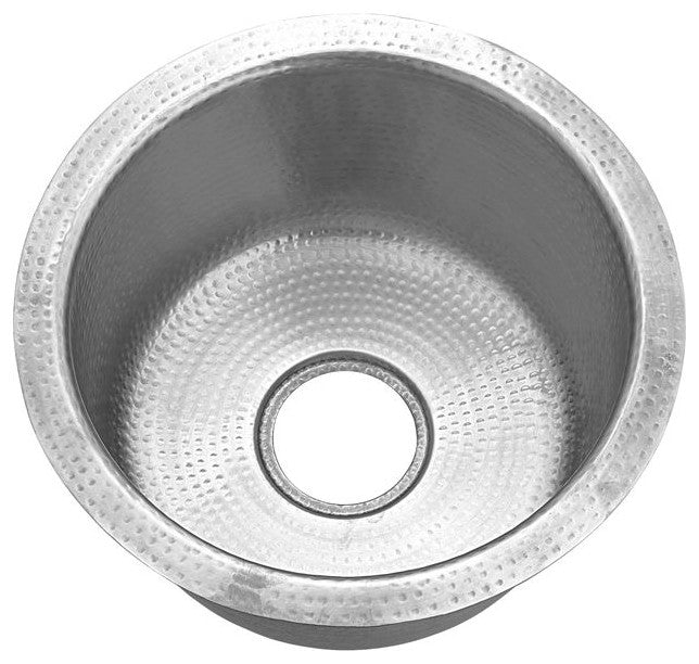Nantucket Sinks RS15-SSMF 15-Inch Hand Hammered Round Stainless Steel Bar Sink