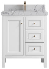 Nashville 30" Single Sink Bath Vanity, White 2" Venatino Quartz