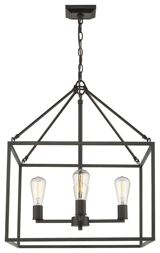 Golden Lighting 2072-4 Wesson 4 Light 21"W Chandelier - Black