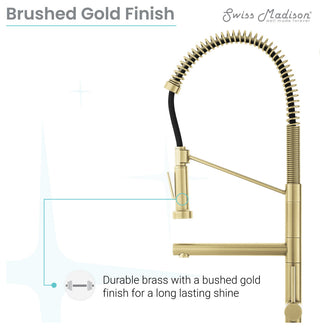 Nouvet Single Handle, Pull-Down Kitchen Faucet With Pot Filler, Brushed Gold