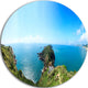 Seascape View From Hillside, Photography Round Wall Art, 11"