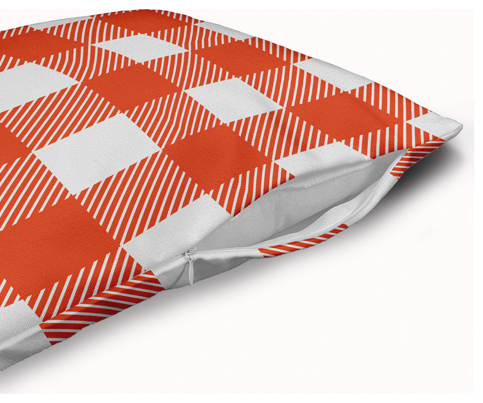 Buffalo Plaid Accent Pillow With Removable Insert, Harvest Orange, 20"x20"
