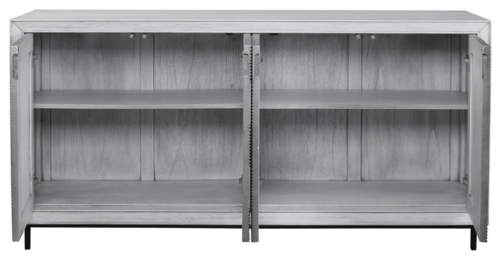 Uttermost Checkerboard 4 Door Gray Cabinet