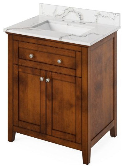 Chatham Traditional 30" Chocolate Single Undermount Sink Vanity With Quartz Top