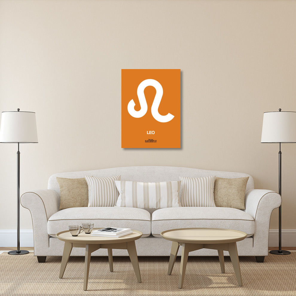 "Leo Zodiac Sign White on Orange" Fine Art Print