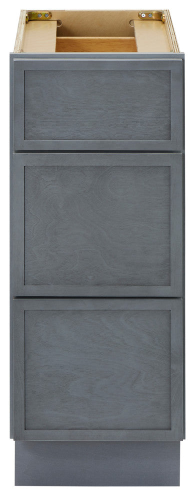 Vanity Art Birch Plywood Single Base Storage Cabinet, Smoky Gray, 12 Inch (3 Drawers)