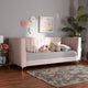 Taryn Modern Luxe Light Pink Velvet Fabric and Gold Twin Daybed