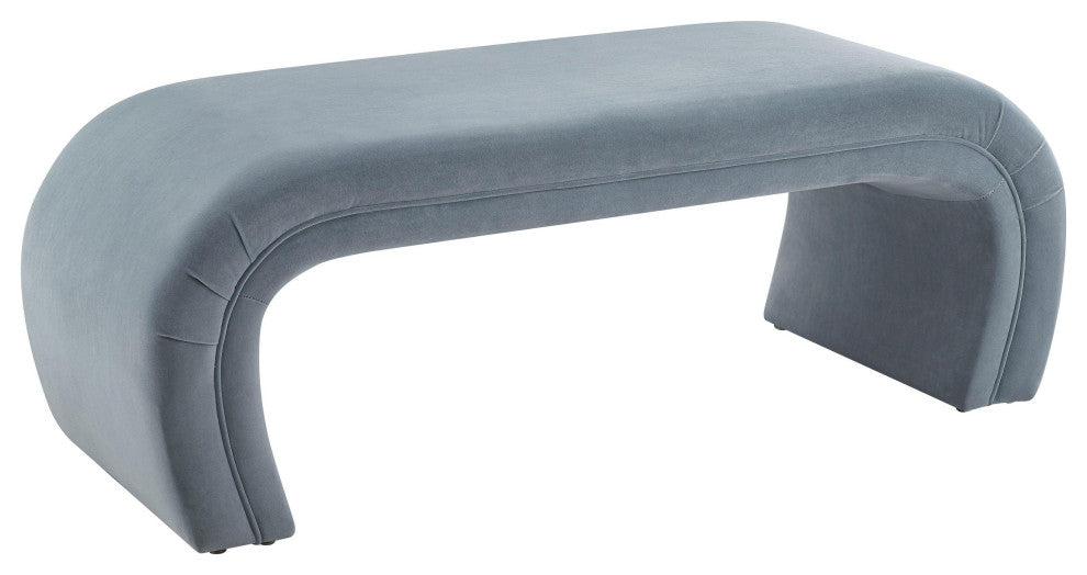 TOV Furniture Kenya Sea Blue Velvet Bench