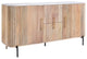 Tulum White Marble Top Buffet, Mango Wood Dining Cabinet, Oval Sideboard Table