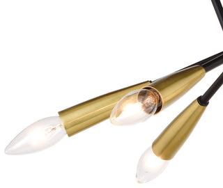 Ellis 16.25" 6 Light Semi-Flush Mount Matte Black and Satin Brass