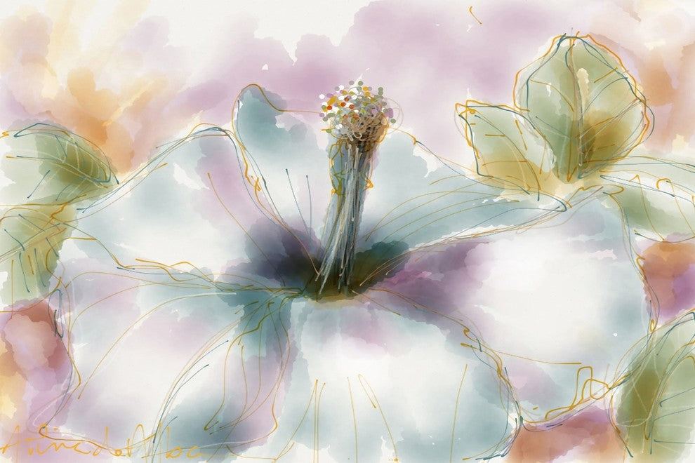 Marmont Hill, "Pastel Hibiscus" by Arthur Pina Painting on Wrapped Canvas, 24x16