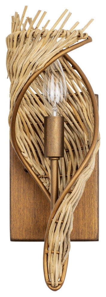 Flow 1-Lt Left Sconce - Baguette/Natural Rattan