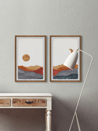 Glowing Mountains Diptych, 2-Piece Set, 16x24 Panels