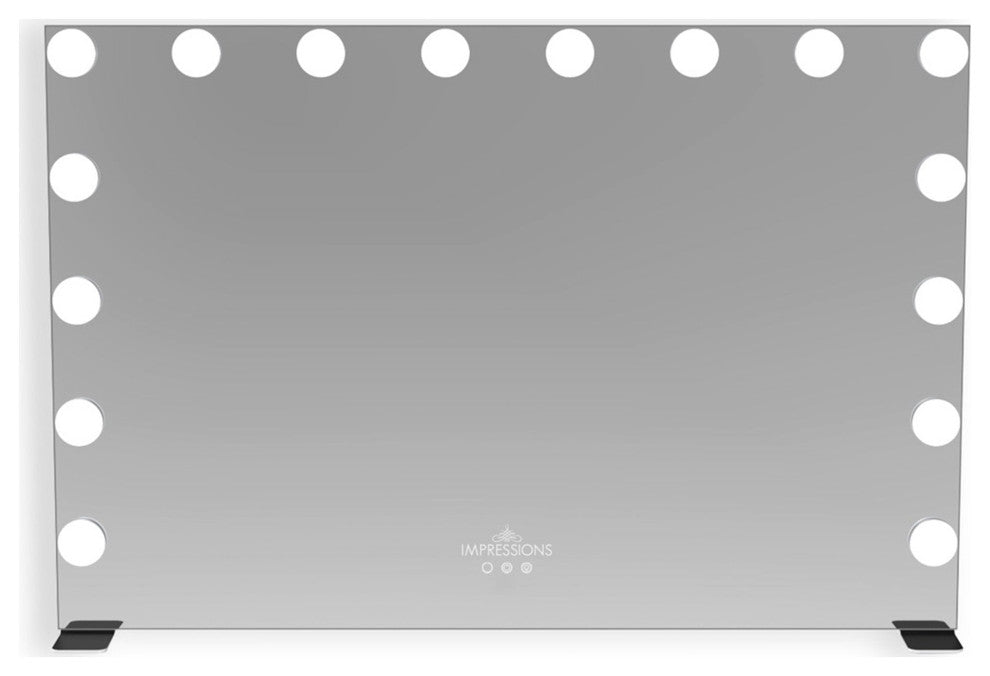 Glamour Tri Tone Wide LED Makeup Mirror with Lights, Black