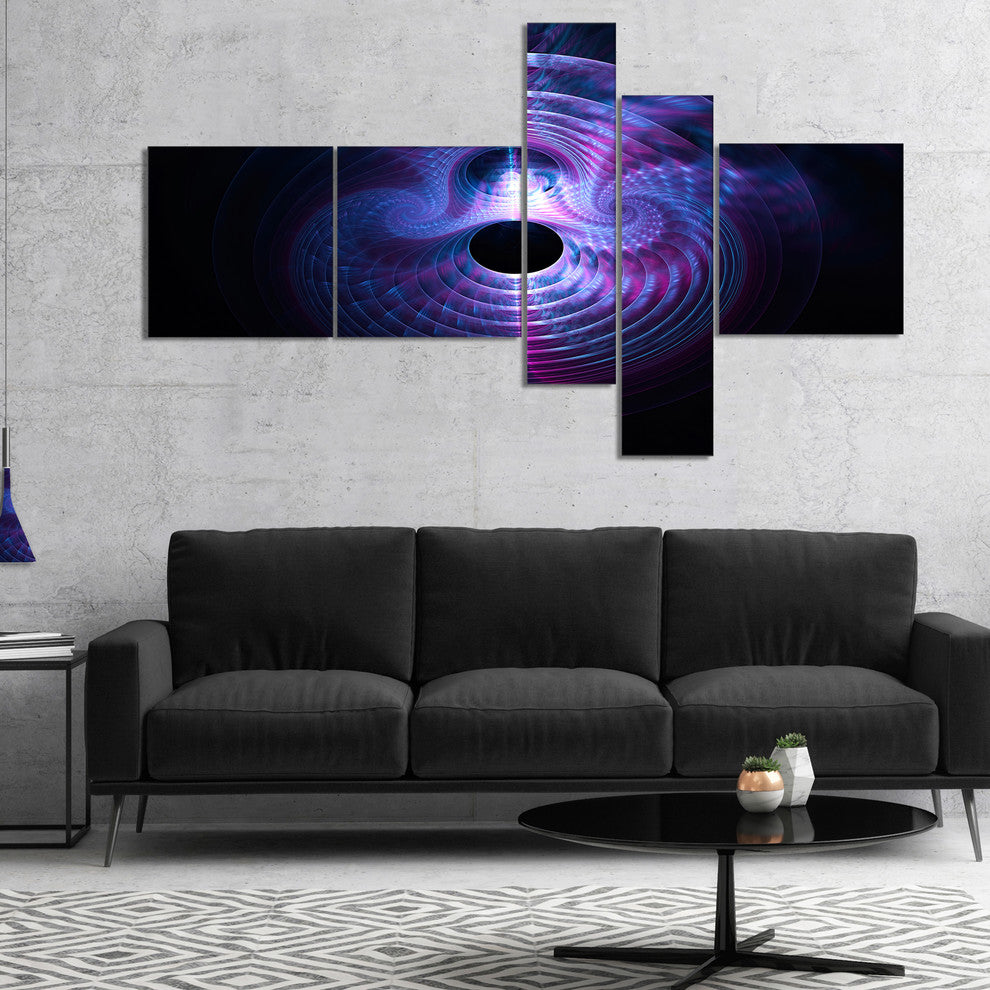 Bright Blue Magical Lights, Abstract Art on Canvas, 60"x32", 5 panels