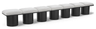 Pavilion Boucle Fabric Upholstered 7-Piece Modular Bench, Cream, Black Finish