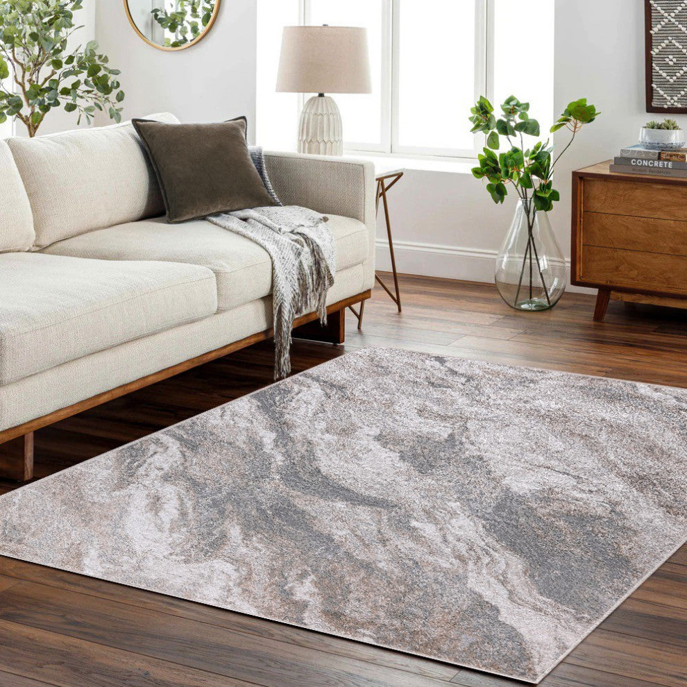 High-Low Silas Gray/Brown Rug, Gray, 8'8"x12'