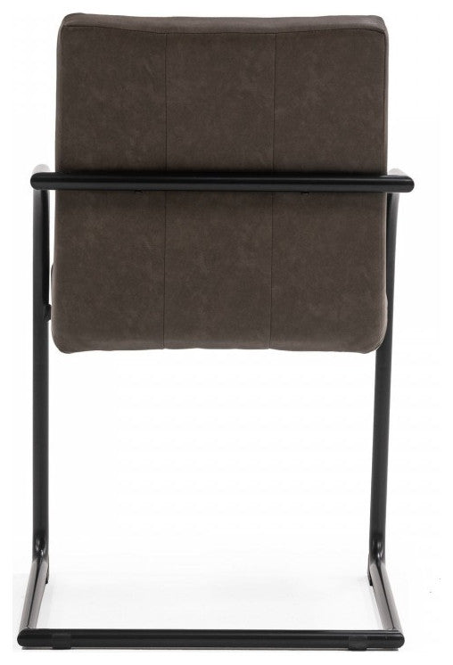 Set of Two Brown Faux Leather Industrial Dining Chairs