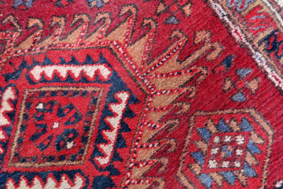 Handmade Vintage Persian Malayer Runner 3.5'x10.5', 108cmx321cm 1930s