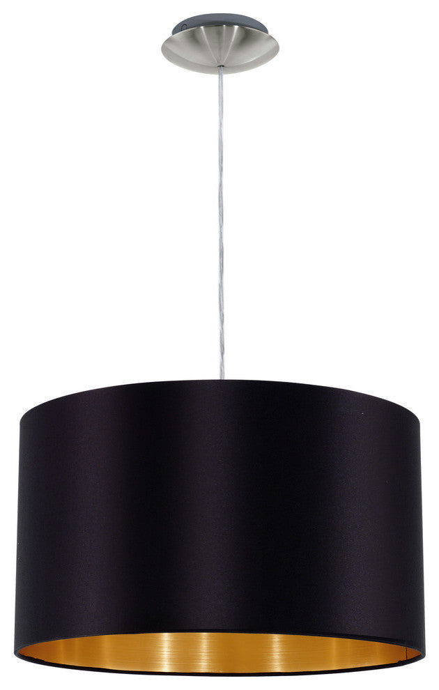 Maserlo - 1-Light Pendant - Satin Nickel, Black/Gold Shade