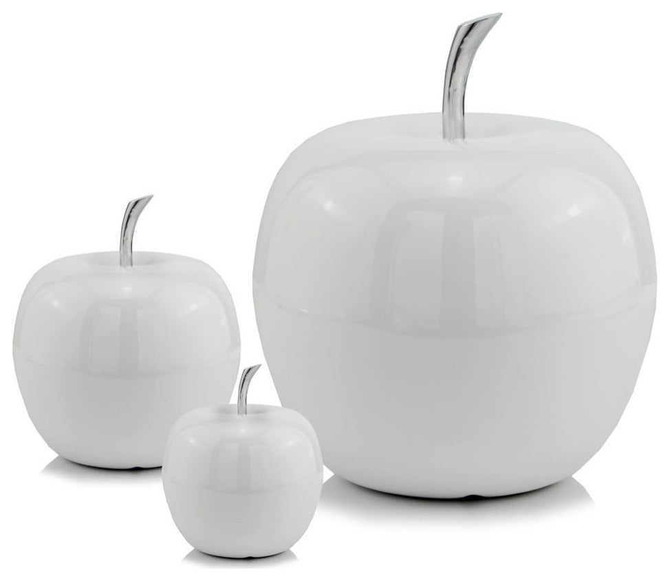 13" White Aluminum Decorative Apple Tabletop Sculpture