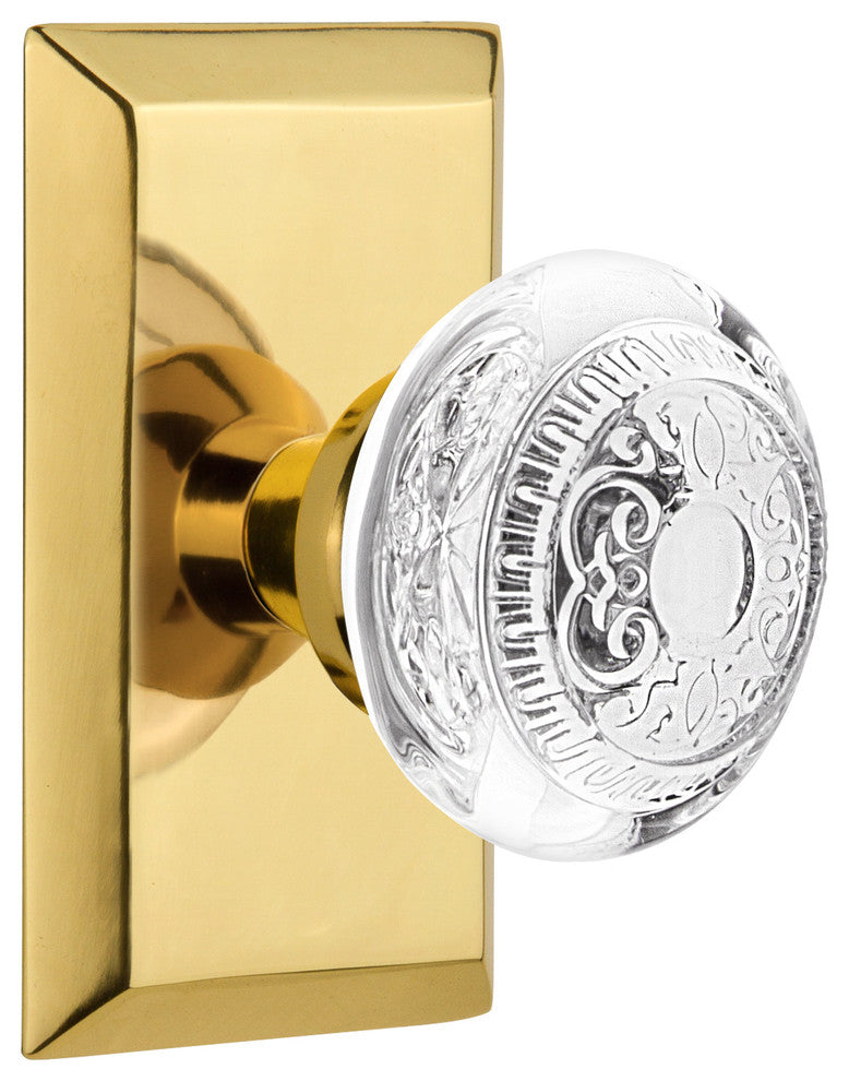 Studio Plate Single Dummy Crystal Egg and Dart Knob, Polished Brass, STUCED