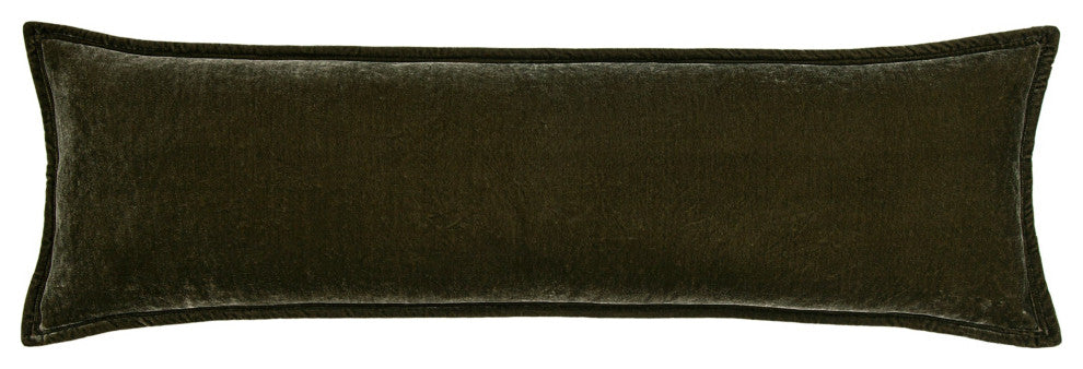Stella Faux Silk Velvet Long Lumbar Pillow, 14" x 42", 1PC, Fern Green
