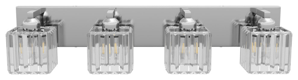 Polished Chrome 4-Light Textured Crystal Bathroom Vanity Light