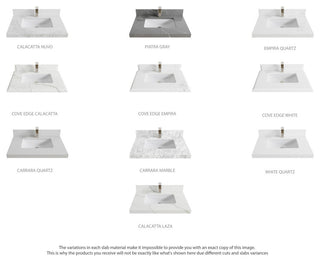 Aberdeen 36 Center Sink Bath Vanity in White 2" Carrara Quartz