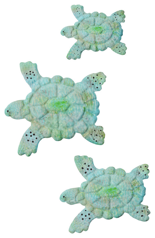 Sea Turtle Wall Art-3D Metal 3PC by Lavish Home