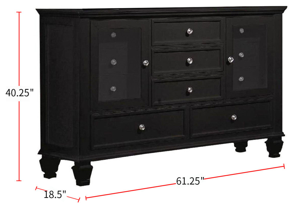 Wood Dresser with 11 Drawers, Black