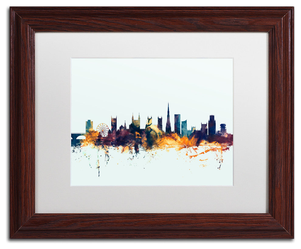 Michael Tompsett ''Bristol England Skyline Blue'' Matted Framed Art, 11x14