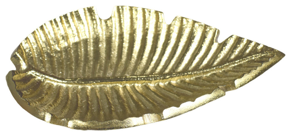 Handmade Decorative Silver Aluminium Tray, Gold Color Coated
