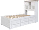 TATEUS Solid Pine Bookcase Bed and 3 Under Bed Drawers in Casual,Twin, Twin