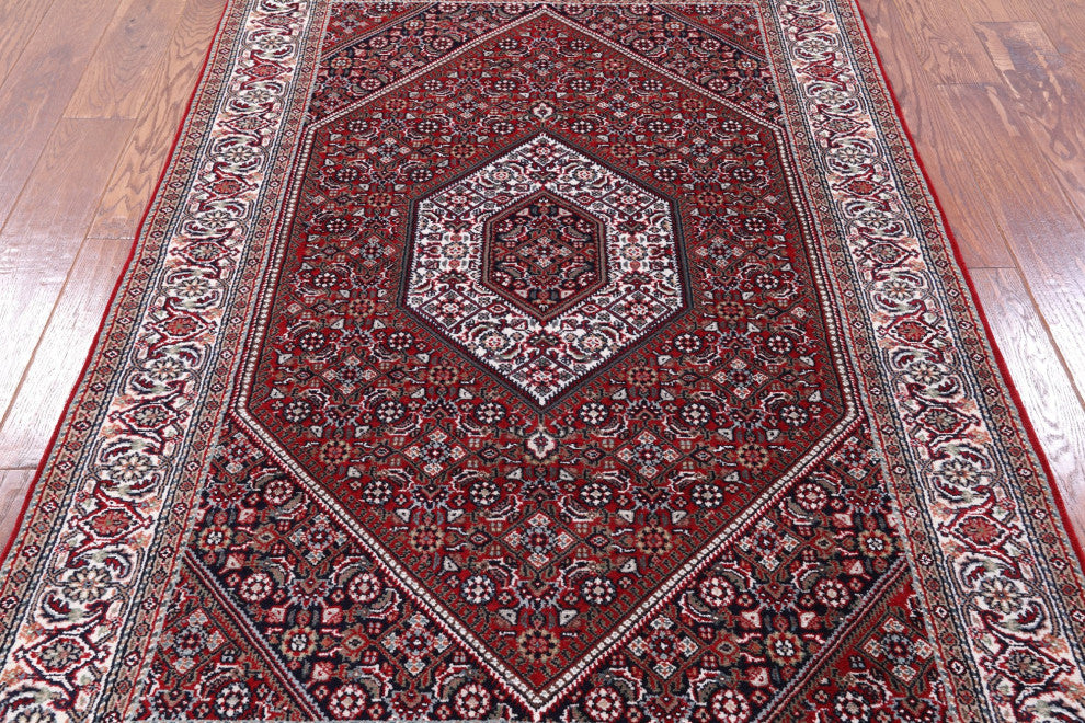 Fine Persian Bijar Hand Knotted Wool and Silk Rug 4' 1" X 6' 1" Q6726