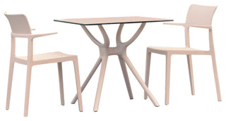 Plus Dining Set With 2 Arm Chairs White
