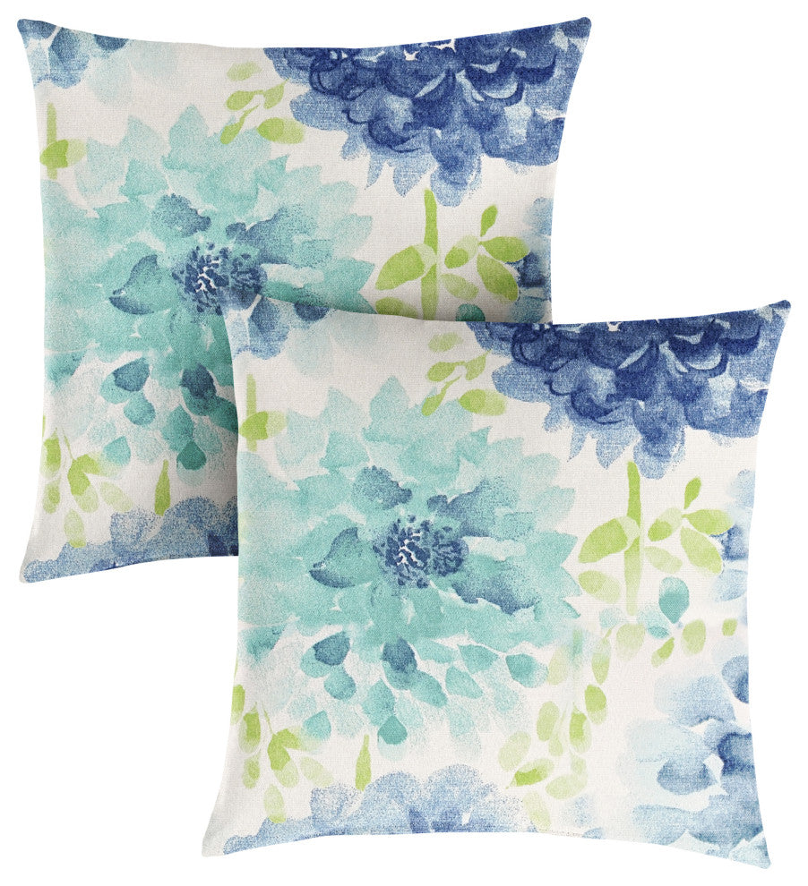 Sorra Home Gardenia Seaglass Outdoor/Indoor Knife Edge, Set of 2, 22x22x6"